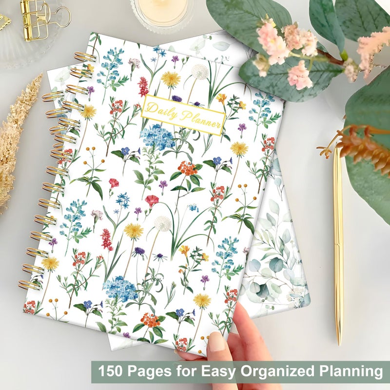 PIOOJK Daily Planner Undated - 6.5"x8.5" To Do List Notebook Spiral Appointment Planner to Organize Tasks & Boost Productivity, Perfect Office & School Supplies for Women & Men, Wildfloral - Image 4