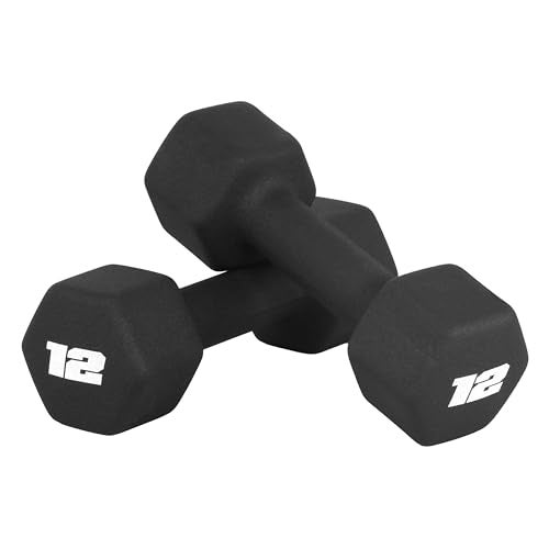 CAP Barbell Neoprene Dumbbell Weights, 12 lb Pair, Black - Image 1