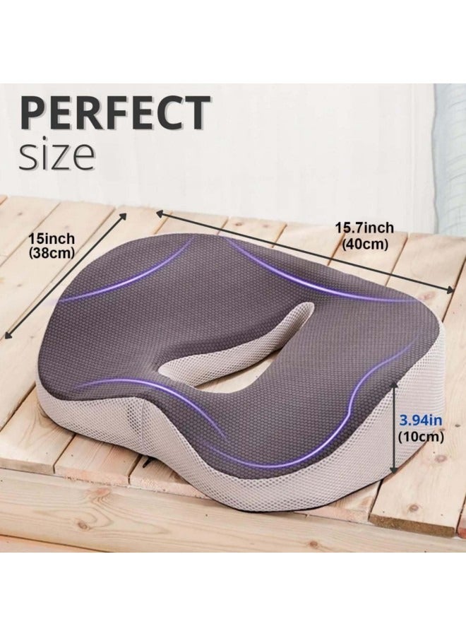 GGEROU Memory Foam Car Seat Cushion,Seat Cushions for Office Chairs,Office Chair Cushion,Ergonomic Donut Pillow for Desk, Car and Gaming, Back Pain Relief and Support 40 * 38 * 10cm - Image 2