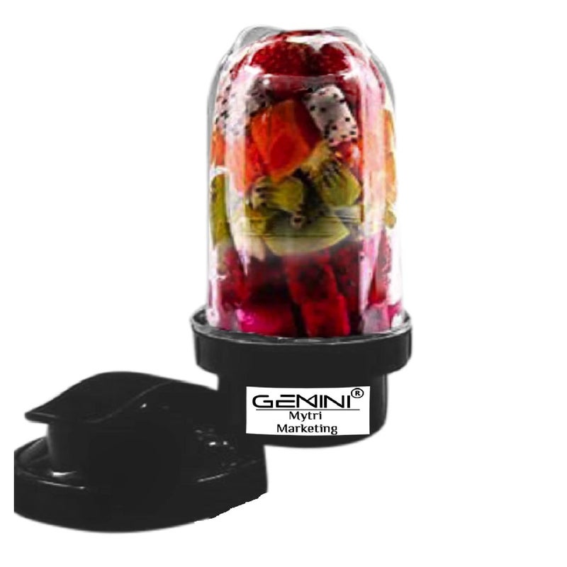 Gemini Big Bullet Jar for Mixer Grinder Jar (530 ML) with Gym Sipper Cap, Black- NMA105 - Image 1
