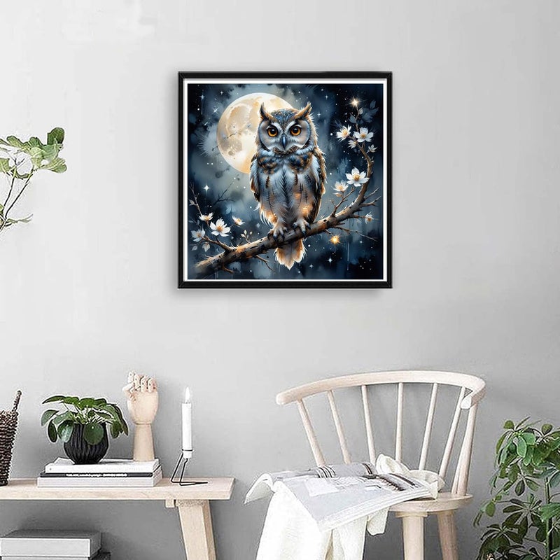 croshom Diamond Art Kits for Adults, Owl Diamond Art Painting Kits for Adults Beginners, 5D DIY Full Drills Gem Craft for Gifts, Home Wall Decor 13.8" x 13.8" - Image 3