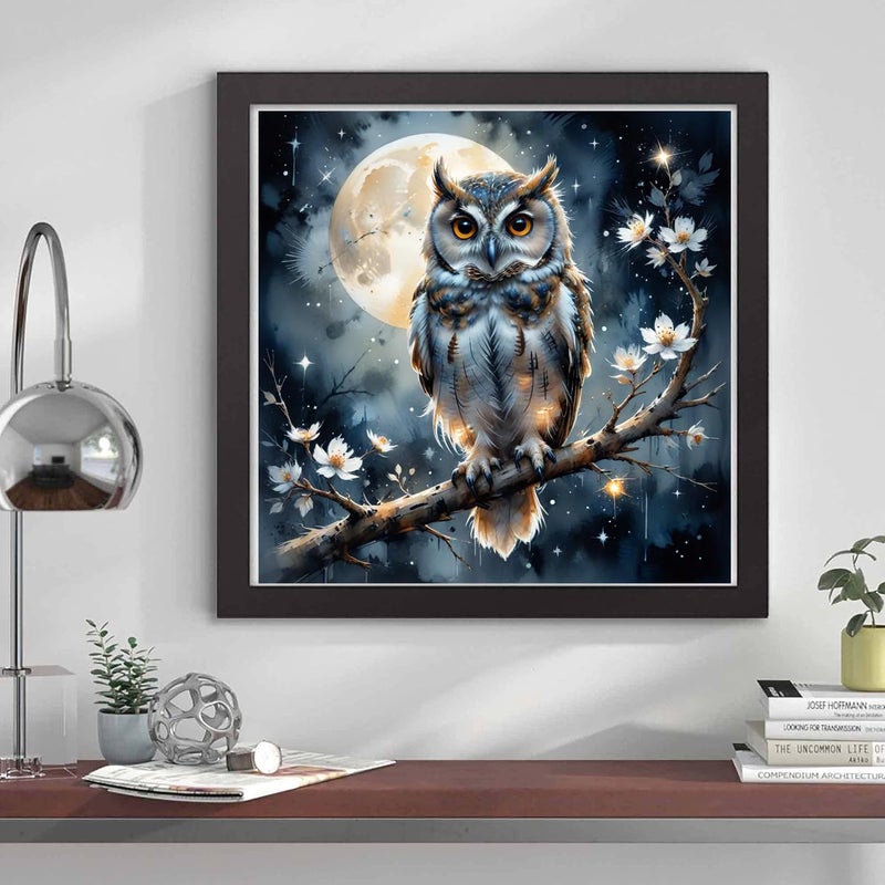 croshom Diamond Art Kits for Adults, Owl Diamond Art Painting Kits for Adults Beginners, 5D DIY Full Drills Gem Craft for Gifts, Home Wall Decor 13.8" x 13.8" - Image 2
