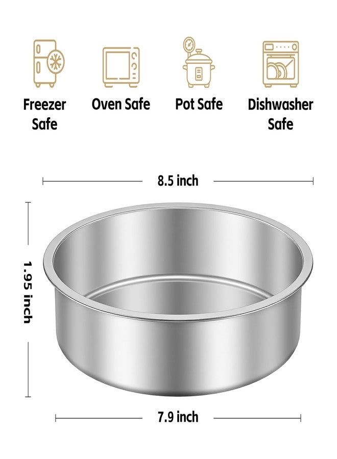 Ohtomber 8 Inch Cake Pan - Set of 4 Stainless Steel Round Layer Cake Baking Pans Molds, Tins, Stackable Baking Set, Even Heating, Dishwasher Safe Non-Toxic Bakeware Dish for Birthday Wedding Christmas - Image 2