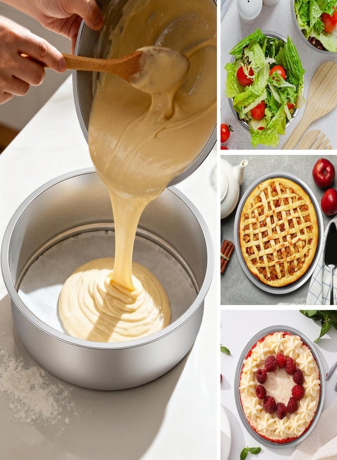 Ohtomber 8 Inch Cake Pan - Set of 4 Stainless Steel Round Layer Cake Baking Pans Molds, Tins, Stackable Baking Set, Even Heating, Dishwasher Safe Non-Toxic Bakeware Dish for Birthday Wedding Christmas - Image 5