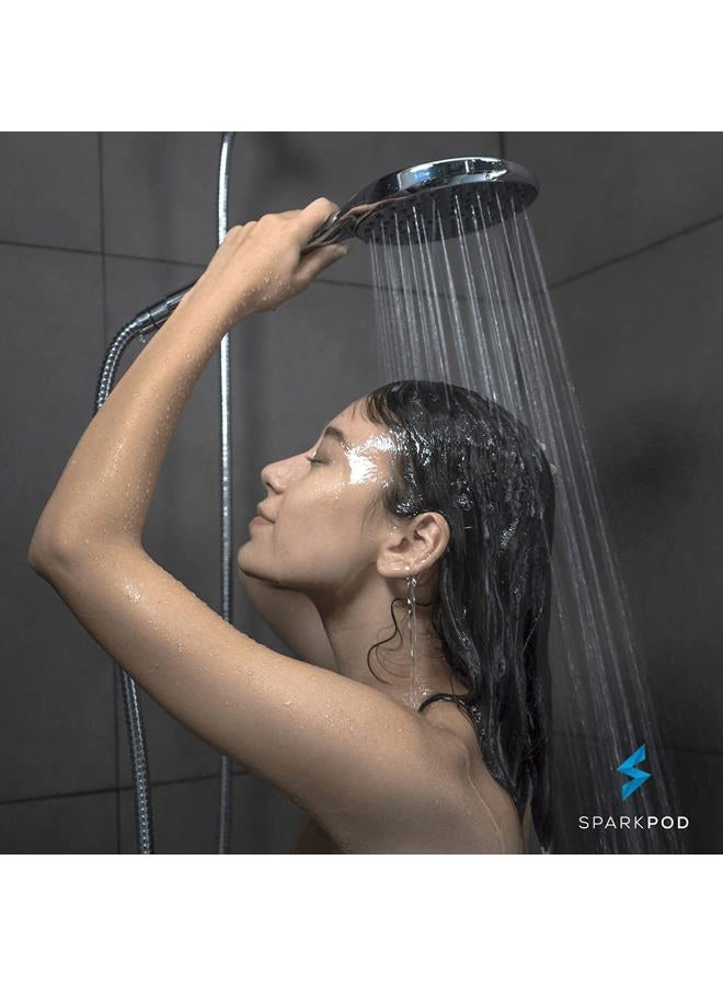 SparkPod High Pressure 6-inch Handheld Shower Head - Wide Coverage, Extra Long 6 ft. Hose & Adjustable Premium Bracket - Kids, Pets and Seniors love it! 1 min installation (Chrome Finish)… - Image 4