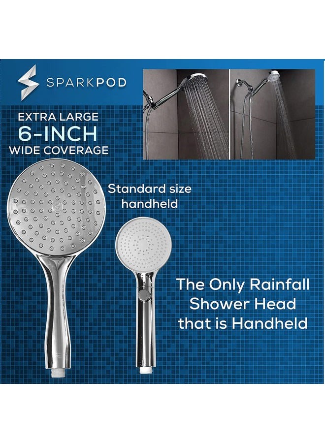 SparkPod High Pressure 6-inch Handheld Shower Head - Wide Coverage, Extra Long 6 ft. Hose & Adjustable Premium Bracket - Kids, Pets and Seniors love it! 1 min installation (Chrome Finish)… - Image 3