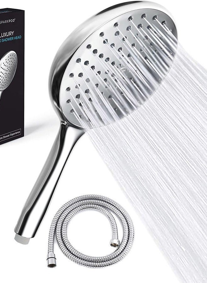 SparkPod High Pressure 6-inch Handheld Shower Head - Wide Coverage, Extra Long 6 ft. Hose & Adjustable Premium Bracket - Kids, Pets and Seniors love it! 1 min installation (Chrome Finish)… - Image 1