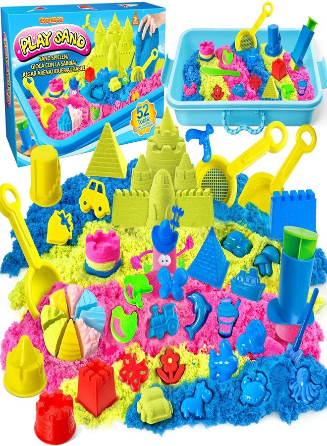 ESSENSON Sensory Bin - 52 PCS Play Sand Kit with 3lbs Magical Sand, Beach Toys Castle Molds Sand Molds, Sensory Toy Sandbox, Kids Gifts for Girls and Boys - Image 1