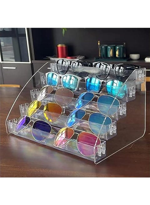 Sunglasses Organizer Clear Eyeglasses Display Case Sticker Display Tray Box For Glasses Tabletop Holder Stand (5 layer)