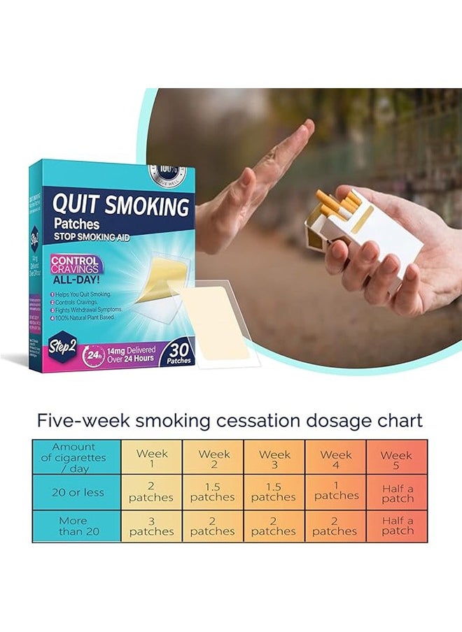 YOOJ Quit Smoking Patches，Quit Smoking Aid，Easy And Effective Smoking Cessation Stickers，30 Count Patches to Help Quit Smoking,Stop Smoking Aids That Work with 2 Week (14mg)，step 2  - Image 2