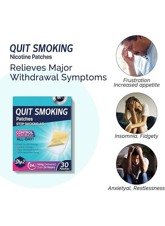 YOOJ Quit Smoking Patches，Quit Smoking Aid，Easy And Effective Smoking Cessation Stickers，30 Count Patches to Help Quit Smoking,Stop Smoking Aids That Work with 2 Week (14mg)，step 2  - Image 4