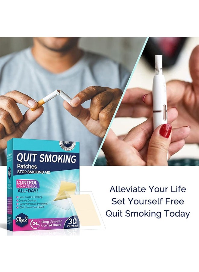 YOOJ - Quit Smoking Patches，Quit Smoking Aid，Easy And Effective Smoking Cessation Stickers，30 Count Patches to Help Quit Smoking,Stop Smoking Aids That Work with 2 Week (14mg)，step 2 - Image 1