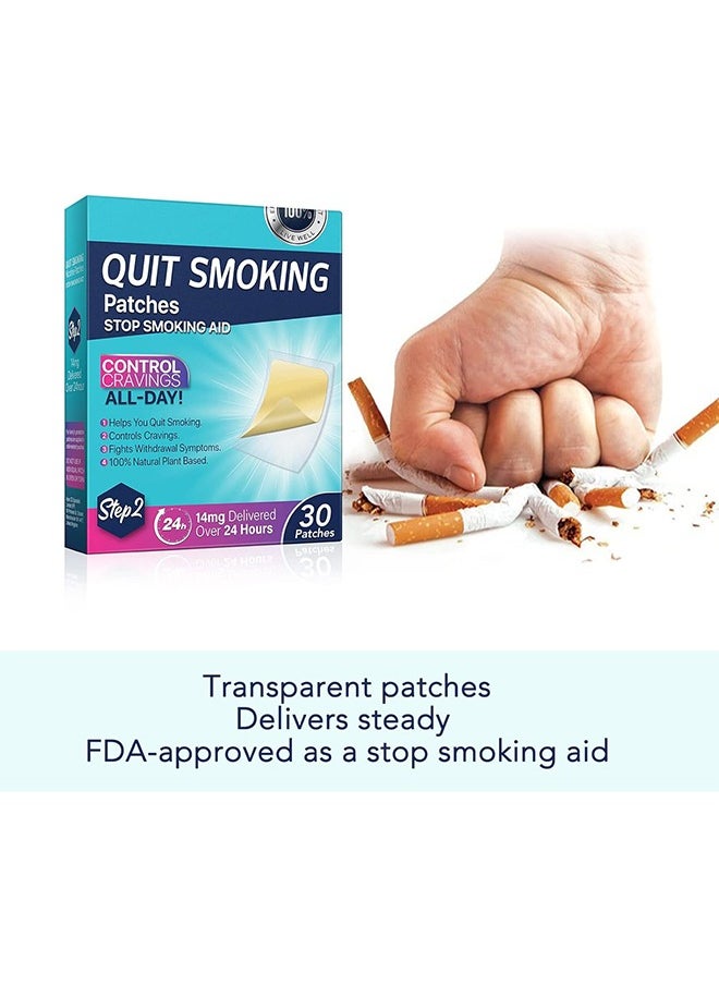 YOOJ - Quit Smoking Patches，Quit Smoking Aid，Easy And Effective Smoking Cessation Stickers，30 Count Patches to Help Quit Smoking,Stop Smoking Aids That Work with 2 Week (14mg)，step 2 - Image 1
