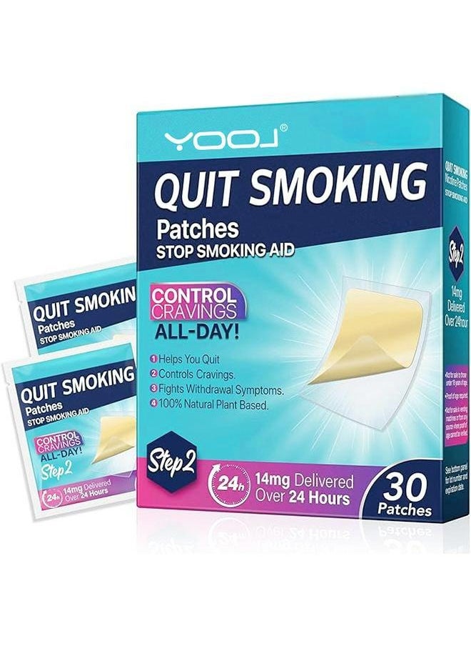 YOOJ Quit Smoking Patches，Quit Smoking Aid，Easy And Effective Smoking Cessation Stickers，30 Count Patches to Help Quit Smoking,Stop Smoking Aids That Work with 2 Week (14mg)，step 2  - Image 1