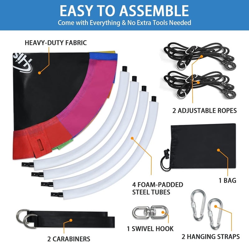 MUGATH أرجوحة شجرة موغات للأطفال والبالغين، أرجوحة دائرية خارجية بقرص دائري مع حبل تعليق قابل للتعديل، أرجوحة للأطفال في الحديقة أو الفناء الخلفي 24 بوصة - Image 4