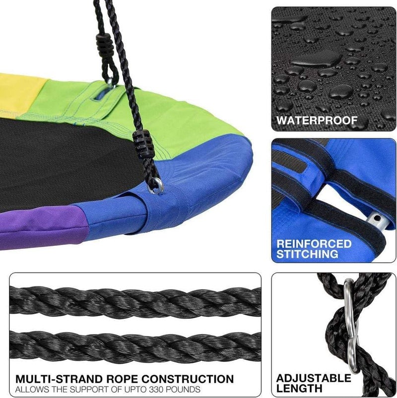 MUGATH أرجوحة شجرة موغات للأطفال والبالغين، أرجوحة دائرية خارجية بقرص دائري مع حبل تعليق قابل للتعديل، أرجوحة للأطفال في الحديقة أو الفناء الخلفي 24 بوصة - Image 3