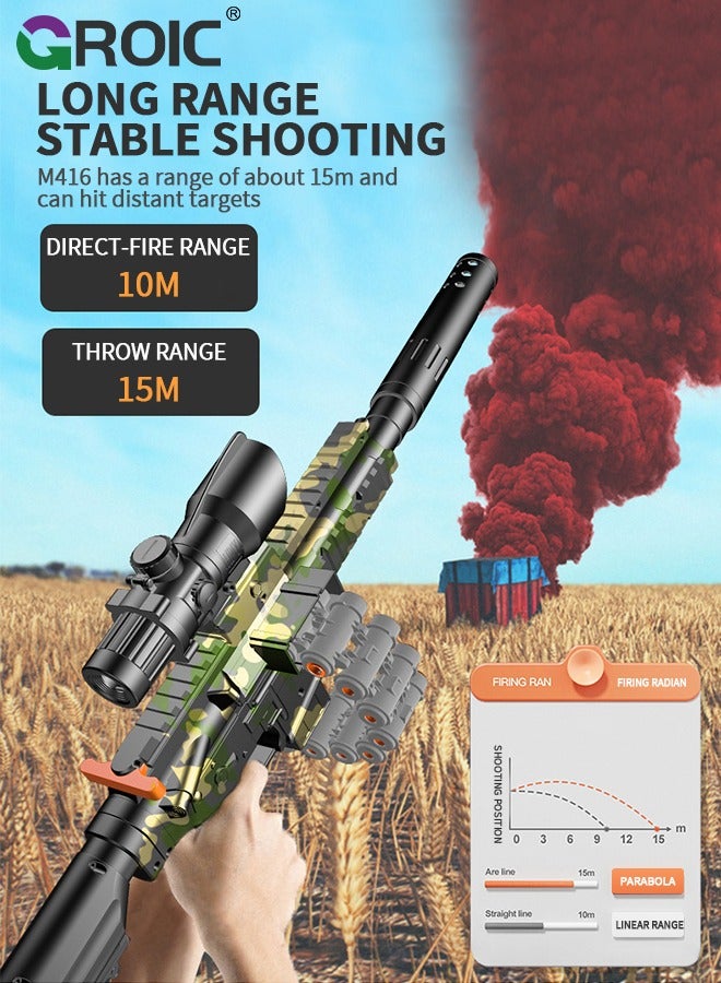 GROIC مسدس لعبة M416 رصاصات ناعمة، مسدس لعبة تفجير رغوي، ألعاب الرماية ألعاب رشاشات M416 رصاصات ناعمة مع رصاصة ناعمة من مادة إي في إيه، سلسلة مرنة، كاتم صوت، هدف وملحقات رصاصة - Image 2