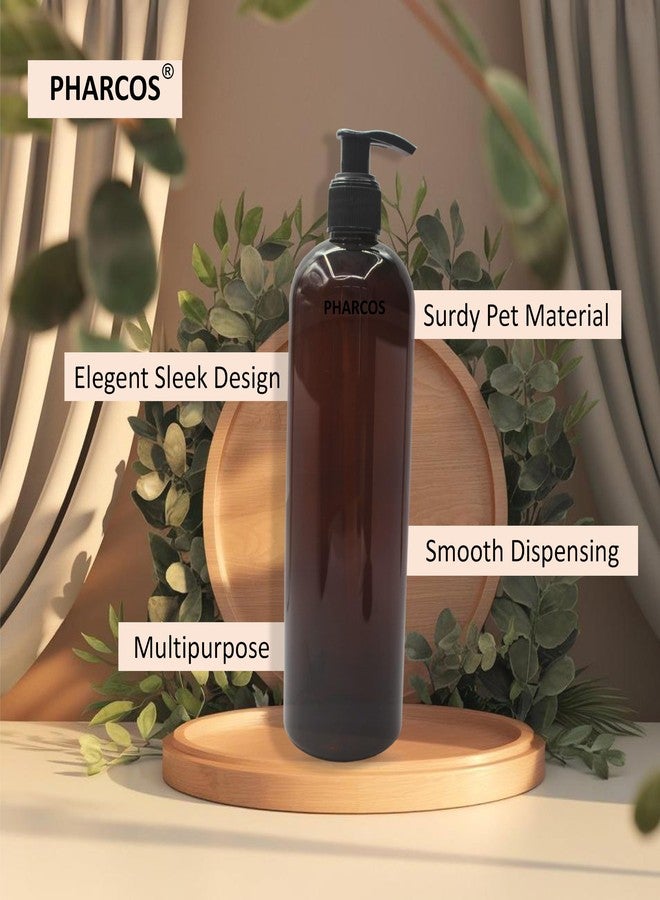 PHARCOS 500 ml Amber Pet Pump Bottle for DIY Cosmetic- Sun Proof, Oxidize Safe, Use for Shampoos, Conditioner, Body Wash, Multipurpose Use etc (Amber, Black Pump - Pack of 1) - Image 2