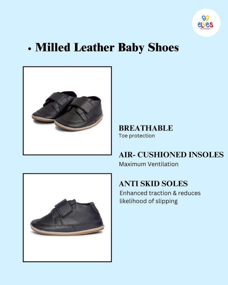 ELVES - THE SHOEMAKERS Store أحذية أطفال جلدية فاخرة باللون الأسود - ناعمة، أنيقة ومتينة لراحة يومية - مثالية للأقدام الصغيرة باللون الأسود (0-6 أشهر) - Image 4
