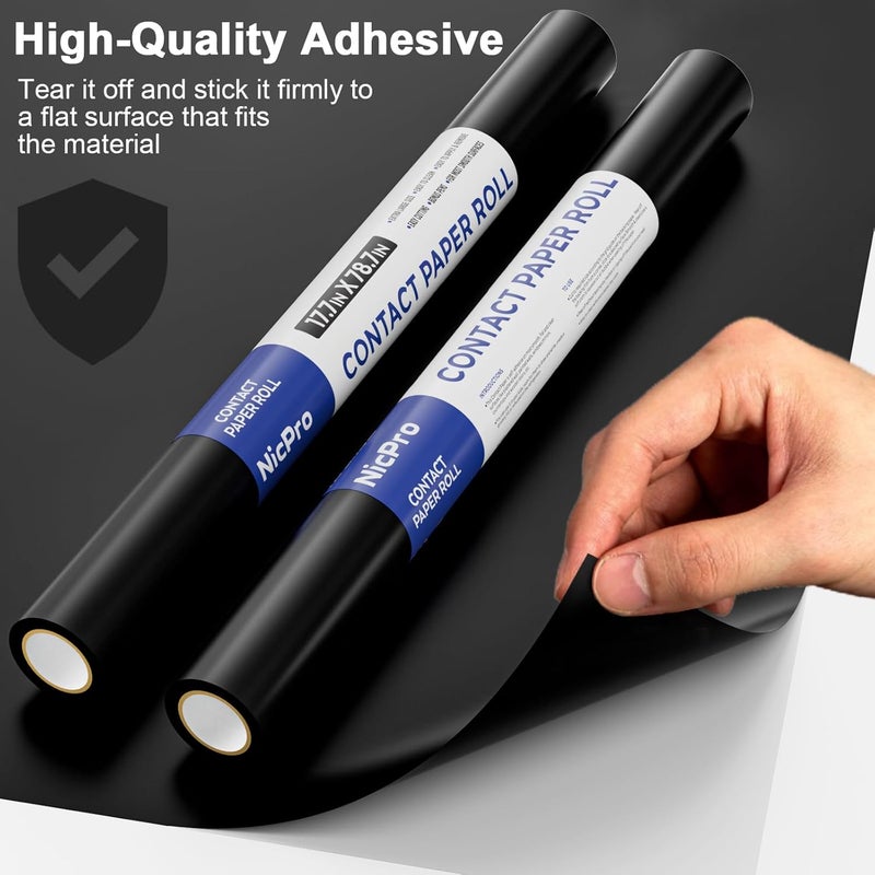 Nicpro 2 Pack Chalkboard Contact Paper Roll, 17.7" X 78.7" (6.5 Feet) Self Adhesive Vinyl Blackboard Wallpaper, Chalk Paper Wall Decal Sticker with 2 Marker & 10 Chalk for Home, Office, School - Image 3