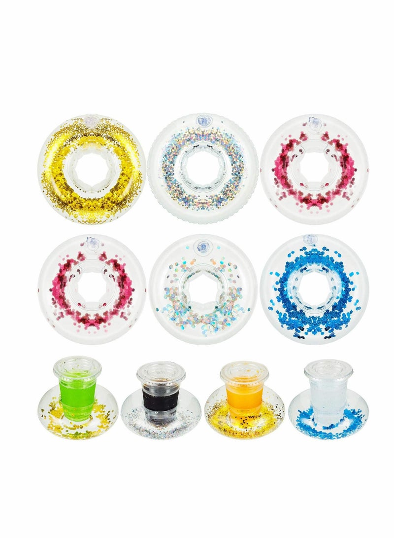 إكسفور حامل مشروبات قابل للنفخ، قصاصات من الورق تطفو على حمام السباحة وأكواب قابلة للنفخ وحاملات مشروبات لمستلزمات حفلات حمام السباحة الصيفية وألعاب دش الحمام الممتعة (10 قطع) - Image 1