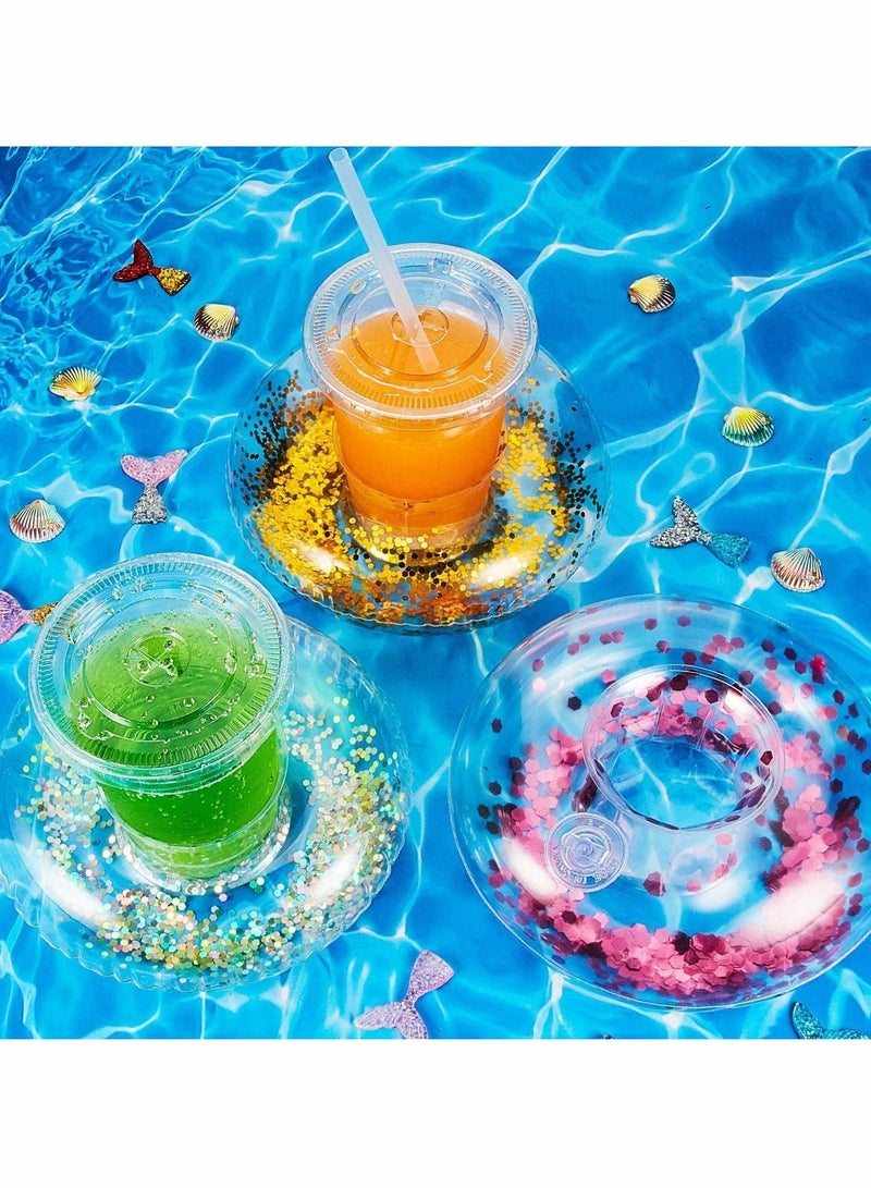 إكسفور حامل مشروبات قابل للنفخ، قصاصات من الورق تطفو على حمام السباحة وأكواب قابلة للنفخ وحاملات مشروبات لمستلزمات حفلات حمام السباحة الصيفية وألعاب دش الحمام الممتعة (10 قطع) - Image 3