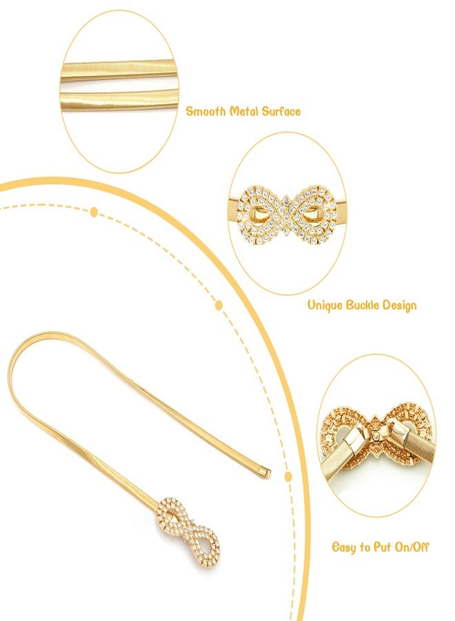 LIMHOO Women's Skinny Metal Waist Belt Elastic Thin Waist Belt for Dress Stretch Chain Belt (HY19416-Gold-S) - Image 4