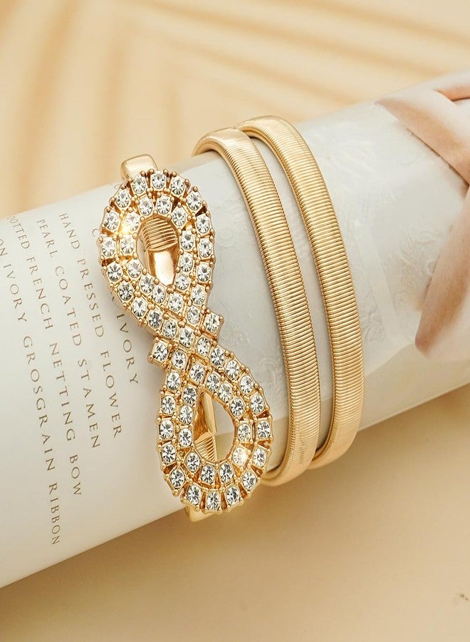 LIMHOO Women's Skinny Metal Waist Belt Elastic Thin Waist Belt for Dress Stretch Chain Belt (HY19416-Gold-S) - Image 5