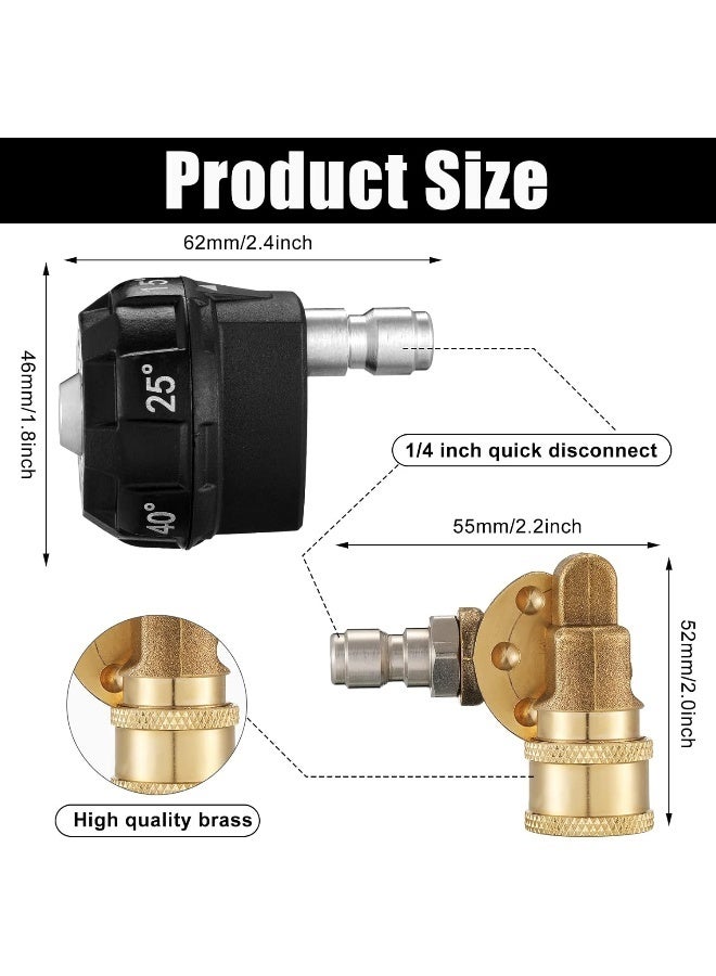 Tondiamo 2 Pcs Pressure Washer Nozzle And Pivoting Coupler Kit 6 In 1 Quick Changeover Pivot Adapter Coupler With 5 Rotation Angles 1/4 Inch Quick Changeover For Pressure Washer  - Image 2