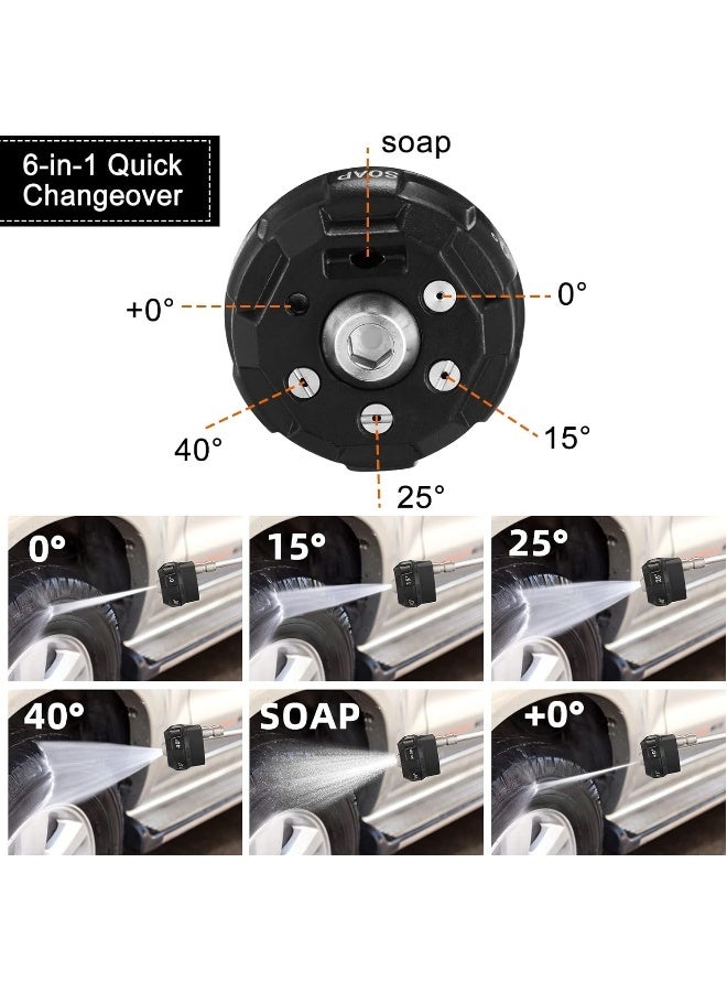 Tondiamo 2 Pcs Pressure Washer Nozzle And Pivoting Coupler Kit 6 In 1 Quick Changeover Pivot Adapter Coupler With 5 Rotation Angles 1/4 Inch Quick Changeover For Pressure Washer  - Image 3
