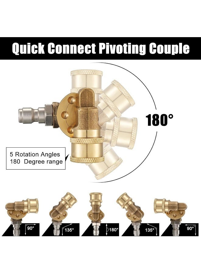 Tondiamo 2 Pcs Pressure Washer Nozzle And Pivoting Coupler Kit 6 In 1 Quick Changeover Pivot Adapter Coupler With 5 Rotation Angles 1/4 Inch Quick Changeover For Pressure Washer  - Image 4