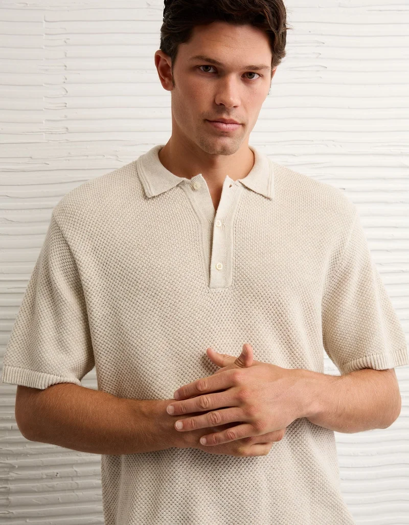 American Eagle AE Pique Sweater Polo Shirt