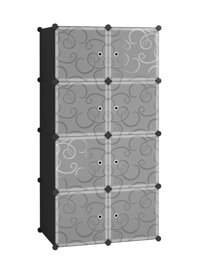 Cube Storage Organizer with Doors, 8-Cube Shelves, Closet Cabinet, DIY Plastic Modular Bookshelf, Storage Shelving Ideal for Bedroom, Living Room, 24.8" L × 12.4" W × 48.4" H Black  - Image 1