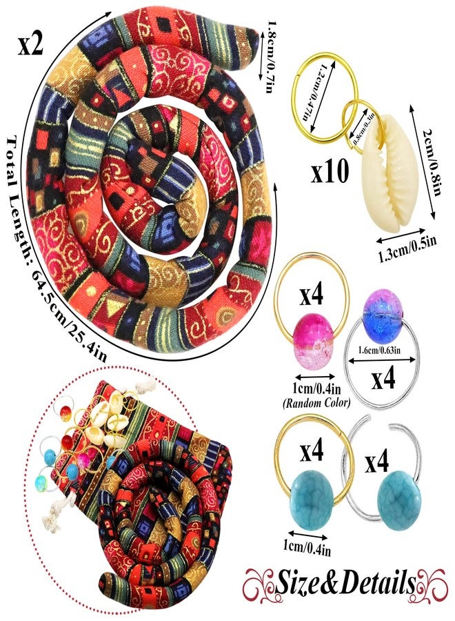RechicGu 28 Pieces Spiral Lock Hair Tie Dreadlock Accessories Set, 2Pcs Colorful Bendable Wire Ponytail Holders, 26Pcs Shell Beads Pendant Jewerly for Women Men Thick Hair Ties Red - Image 4