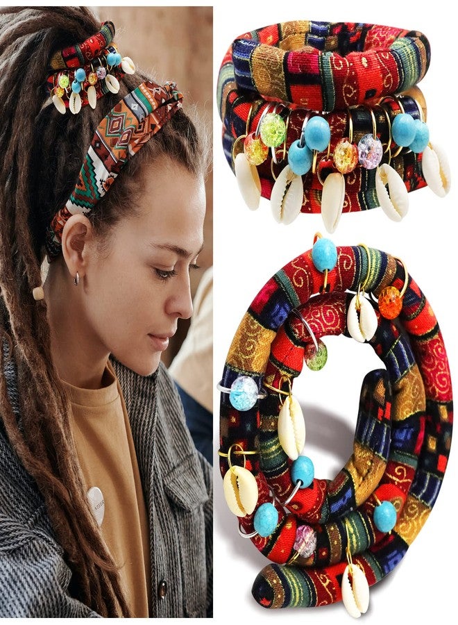 RechicGu 28 Pieces Spiral Lock Hair Tie Dreadlock Accessories Set, 2Pcs Colorful Bendable Wire Ponytail Holders, 26Pcs Shell Beads Pendant Jewerly for Women Men Thick Hair Ties Red - Image 1