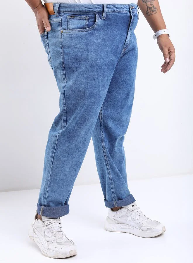 هاي لاندر Plus Mid Wash Jeans with Pockets by Styli