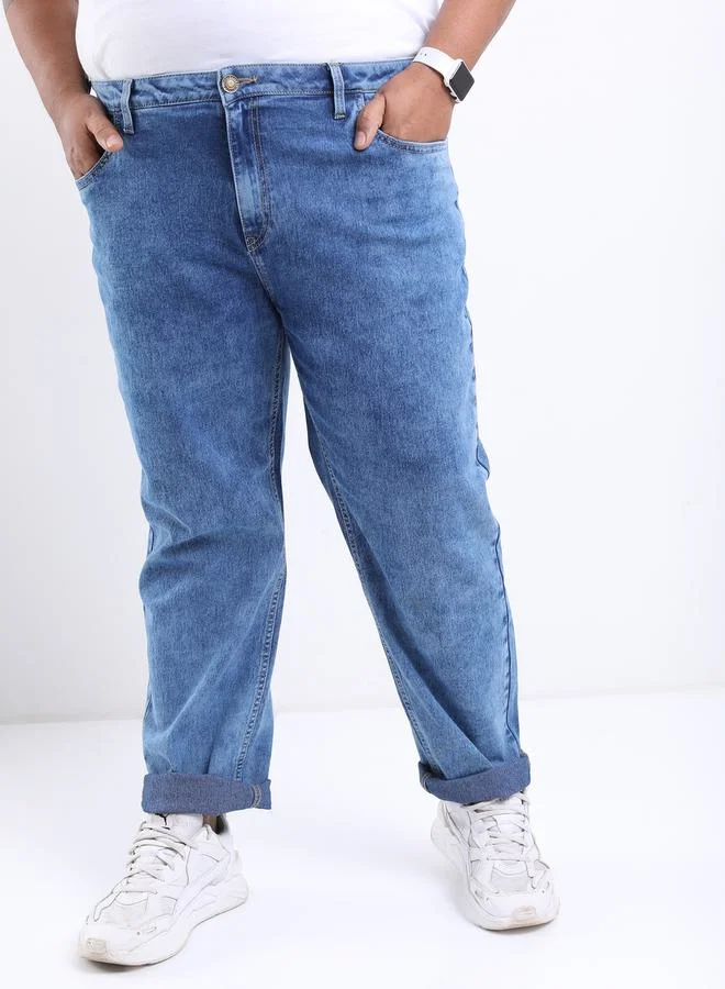 هاي لاندر Plus Mid Wash Jeans with Pockets by Styli
