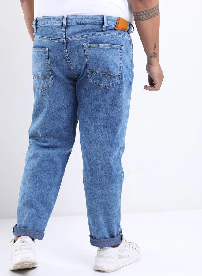 هاي لاندر Plus Mid Wash Jeans with Pockets by Styli