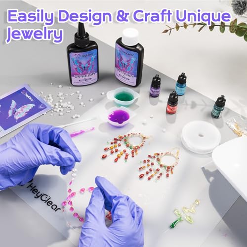 HeyClear UV Resin Kit Jewelry Making Supplies with 18 LED Beads UV Light -200g UV Resina Clear, Hard, Premixed and Fast Curing UV Glue for Coating, Create Decorations, DIY Art Crafts for Adults - Image 3