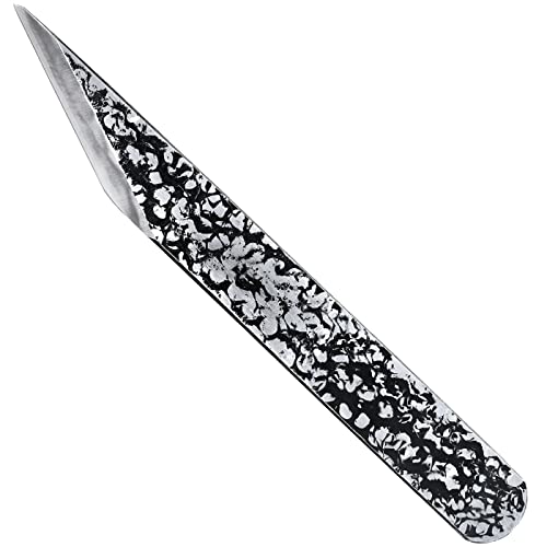 KAKURI Kiridashi Knife Left Hand 24mm, Hand Forged Japanese Carbon Steel Blade with Hammered Pattern, Made in Japan - Image 1