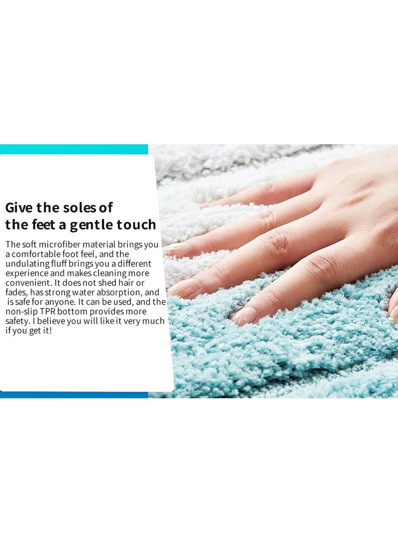 TYCOM Bathroom Rugs Bath Mat, 50x80cm, Non-Slip Fluffy Soft Plush Microfiber Shower Carpet Rug, Machine Washable Quick Dry Ultra Shaggy Bath Mats for Tub, Bathroom and Shower-Light Blue - Image 3
