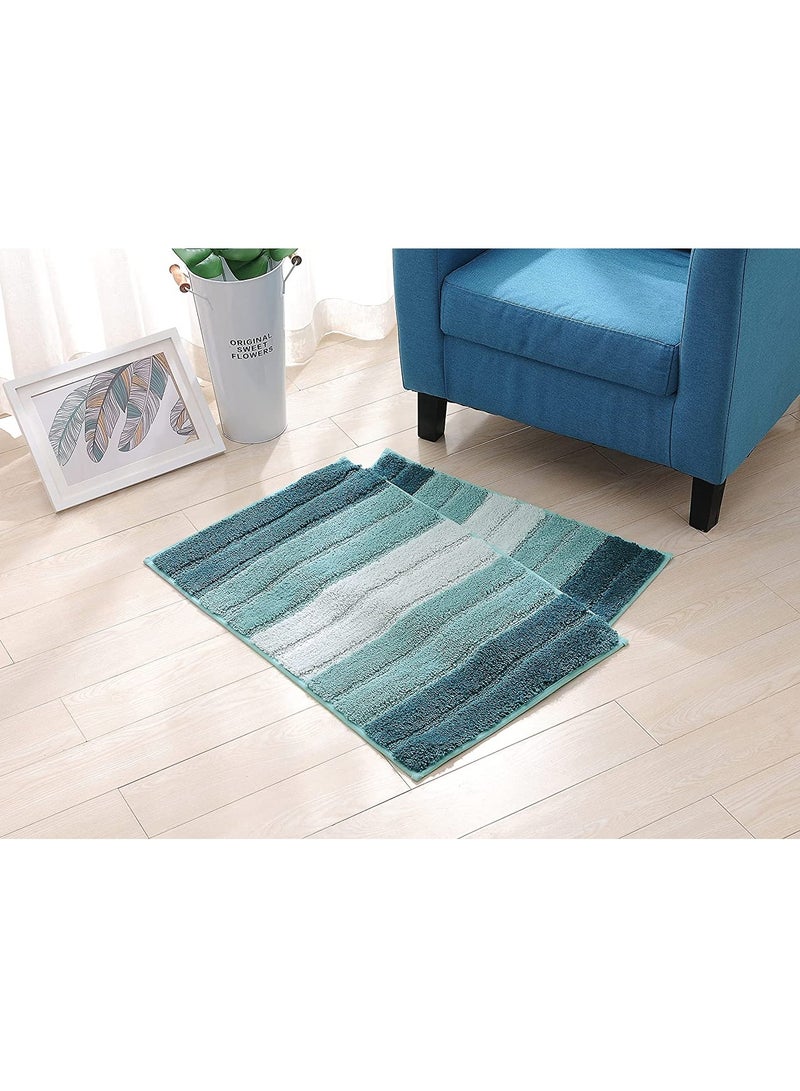 TYCOM Bathroom Rugs Bath Mat, 50x80cm, Non-Slip Fluffy Soft Plush Microfiber Shower Carpet Rug, Machine Washable Quick Dry Ultra Shaggy Bath Mats for Tub, Bathroom and Shower-Light Blue - Image 2