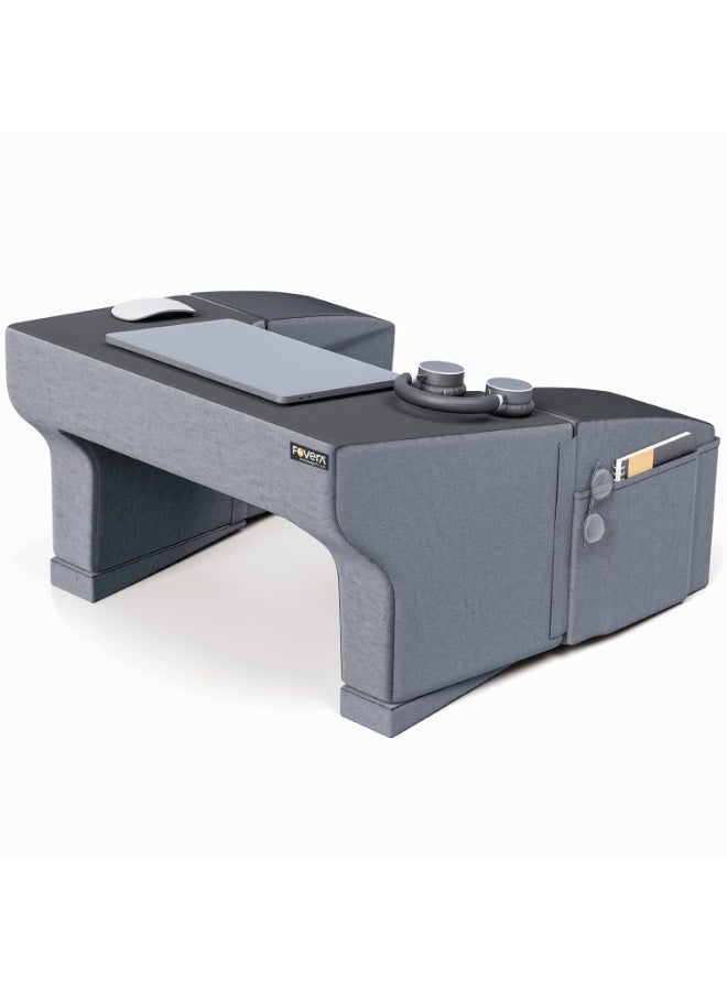 FOverA Lap Desk Pillow- Reading & Gaming Height Adjustable, Soft and Comfortable Armrest, Easy to Store, for Working on Laptop Work from Home Pillow, Perfect for Using on Bed, Sofa & Floor (Grey) - Image 1