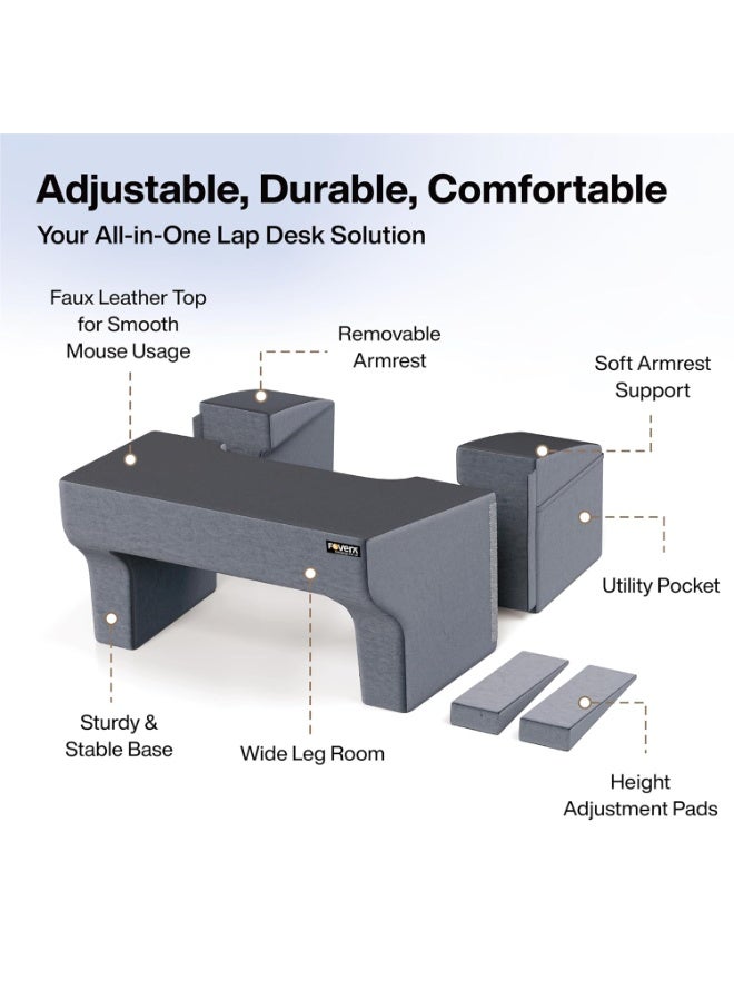 FOverA Lap Desk Pillow- Reading & Gaming Height Adjustable, Soft and Comfortable Armrest, Easy to Store, for Working on Laptop Work from Home Pillow, Perfect for Using on Bed, Sofa & Floor (Grey) - Image 5