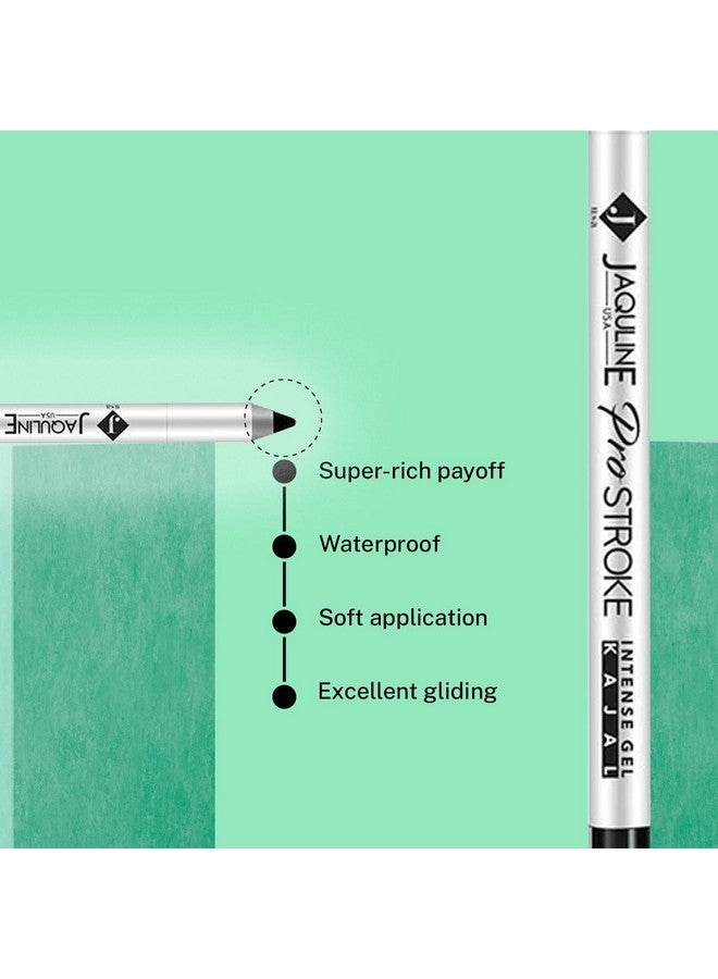 جاكلين يو أس أيه جل كاجال مكثف ومبراة من برو ستروك 1.2 جرام مقاوم للماء ومقاوم للتلطخ والبهتان كاجال أسود فائق يدوم طويلاً مع مبراة مجانية مغذية بزيت الخروع - Image 2