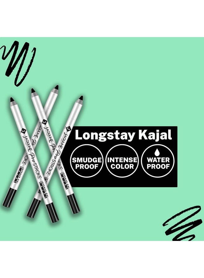 جاكلين يو أس أيه جل كاجال مكثف ومبراة من برو ستروك 1.2 جرام مقاوم للماء ومقاوم للتلطخ والبهتان كاجال أسود فائق يدوم طويلاً مع مبراة مجانية مغذية بزيت الخروع - Image 3