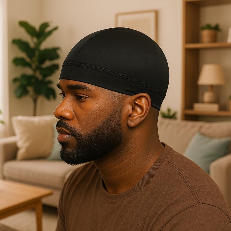 Simulated Silk Bottom Cap Wig Cap, Wave Cap Cycling Cap Sports Headgear (2-piece) - Image 3