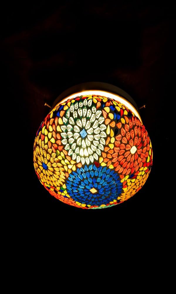 Earthenmetal Multicloured Handcrafted Glass Mosaic Ceiling Light- Home Decor - Image 2