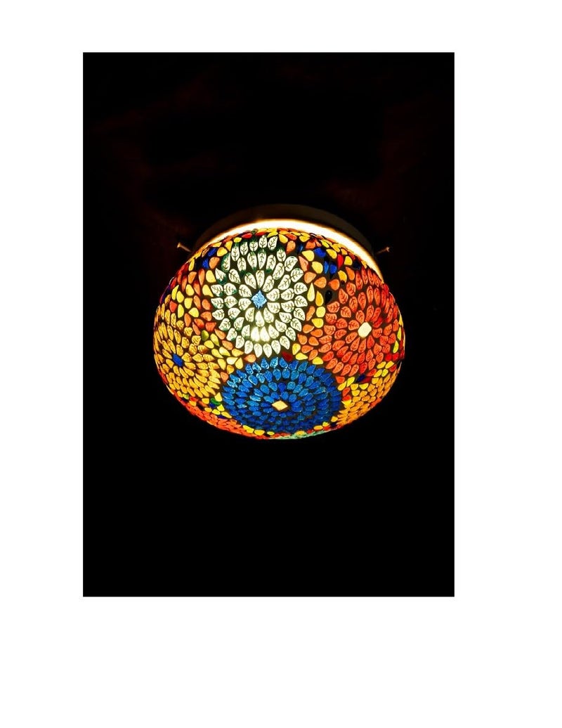 Earthenmetal Multicloured Handcrafted Glass Mosaic Ceiling Light- Home Decor - Image 1