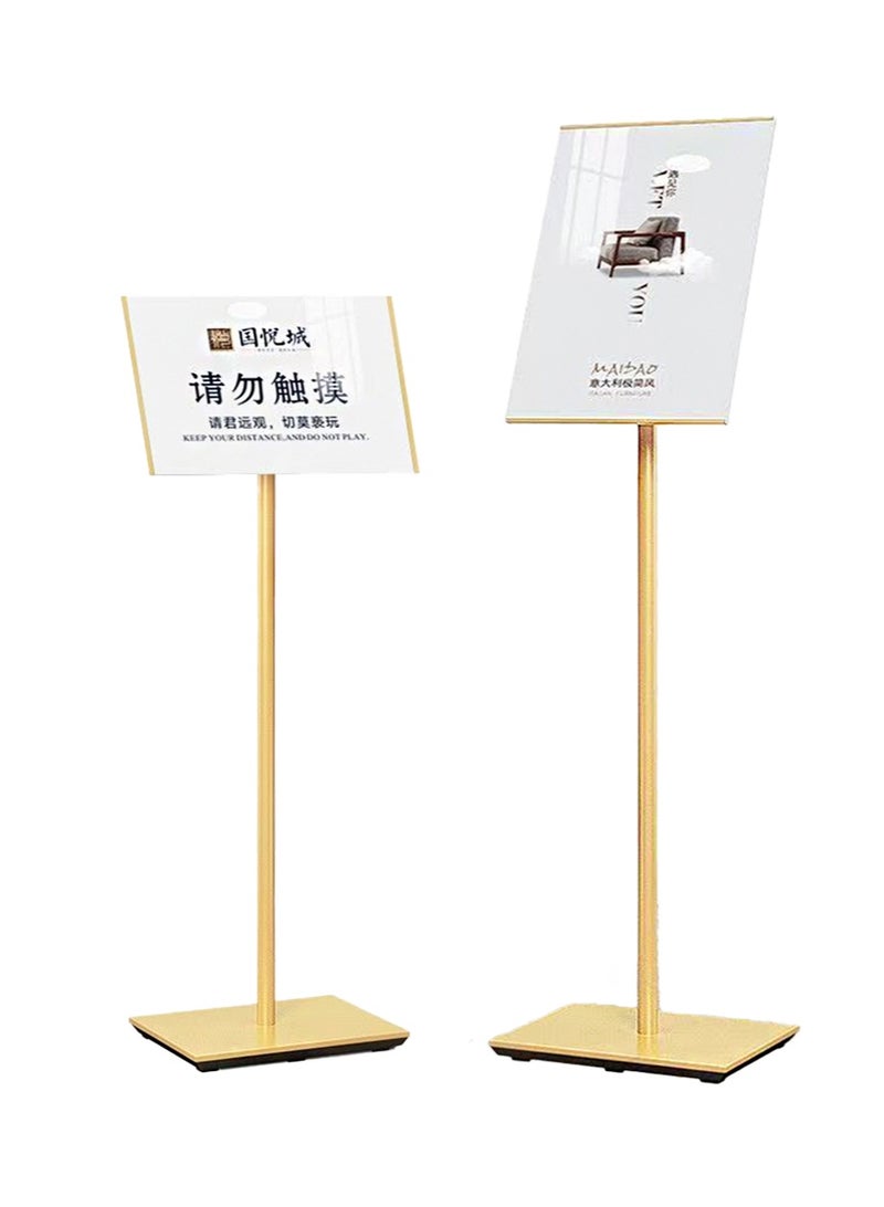 Aikanbo A3 Sign Stand Adjustable Poster Aluminum Snap Frame Menu Replaceable Advertising Rack Floor Display Stands with Safety Corner and Stable Round Base (Gold，1Pack) - Image 1